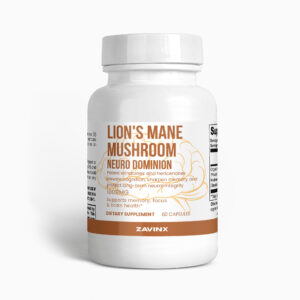 ZAVINX Lion’s Mane Mushroom – Neuro Dominion cognitive enhancer supplement bottle.